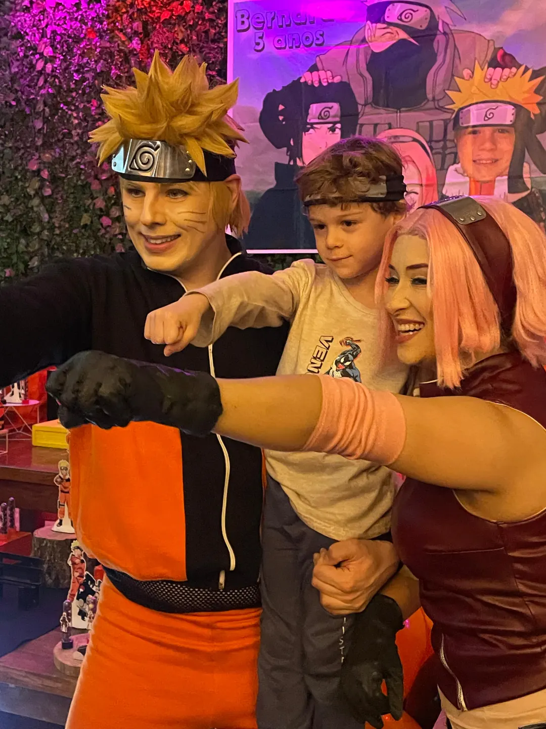Apresentação temática do Naruto Personagem Vivo em evento infantil de alto padrão