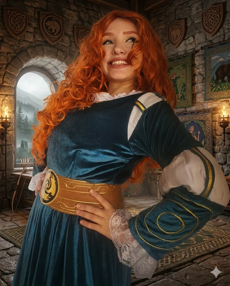Figurino medieval da princesa Merida Personagem Vivo para celebrações infantis