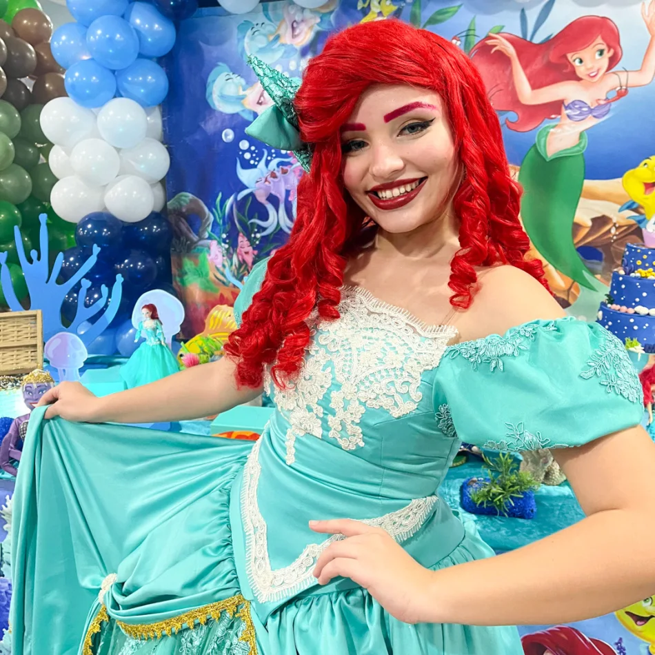 Show ao vivo da Ariel em personagens vivos para festas infantis e eventos
